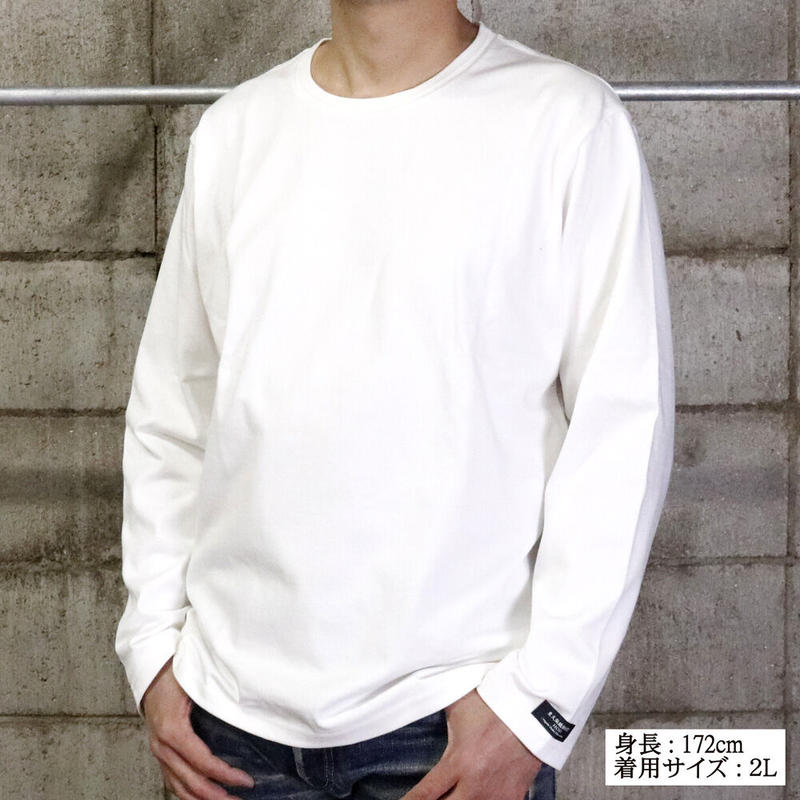 Hofi 011 インド超長綿 タック襟長袖ｔシャツ メンズ ホワイト 東大阪繊維研究