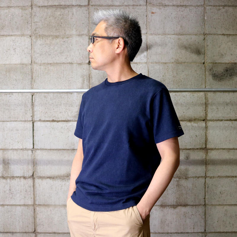 Hofi 012 リネンコットンモンスターオンスｔシャツ メンズ ネイビー 東大阪繊維研