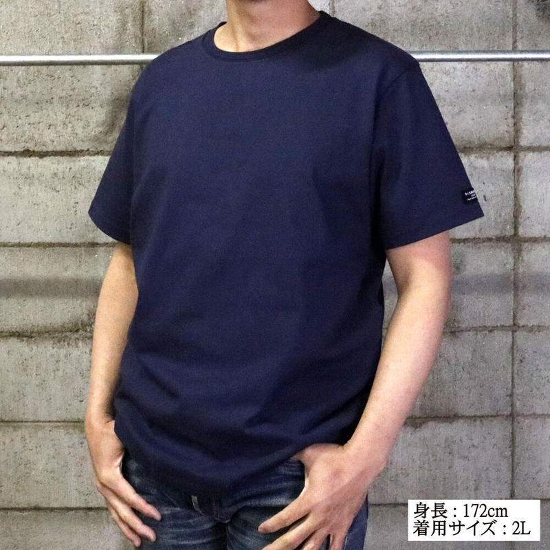 Hofi 008 インド超長綿天竺 タック襟丸首ｔシャツ メンズ ブラック 東大阪繊