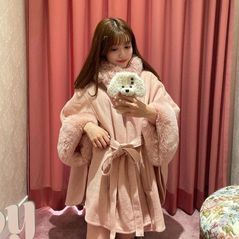 honey bunny lady fur cape coat-