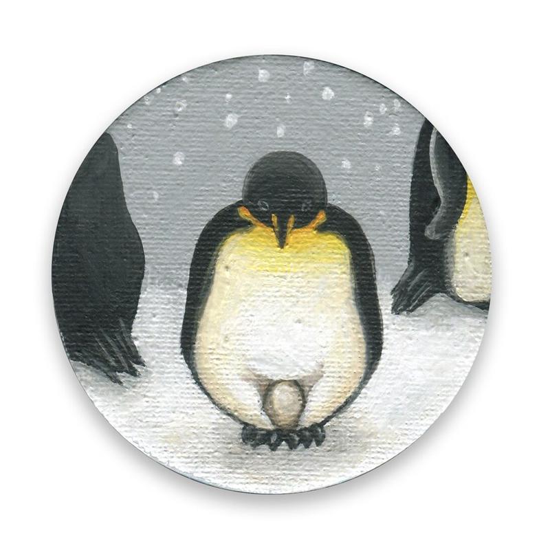 皇帝ペン一郎 包卵中 エンペラーペンギン ミニイーゼル付 画家 浅羽容子 心しか泊まれな