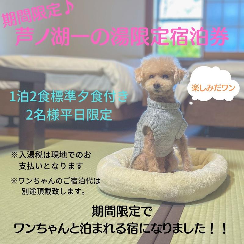芦ノ湖一の湯限定 平日限定 1泊2食付標準夕食プラン 2名様宿泊券 箱根一の湯オンライ