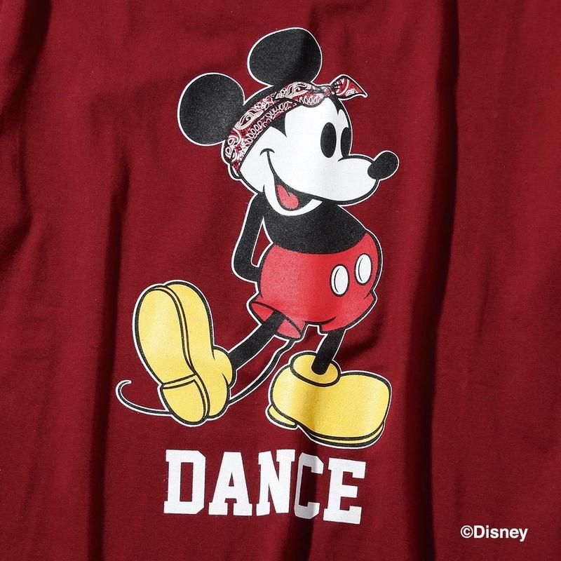 ダンスミッキーマウスtシャツ ワインレッド Bashlineshop