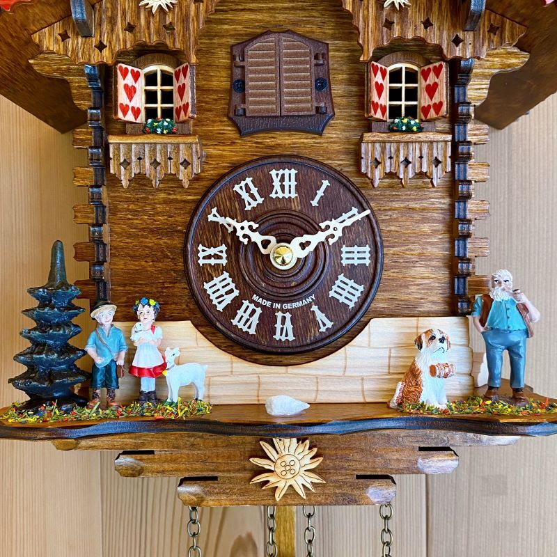 【ドイツ製】木製柱時計 錘式鳩時計　ドイツ森の時計　からくり鳩時計　説明書付 ドイツ製】木製柱時計 錘式鳩時計 ドイツ森の時計 からくり鳩時計