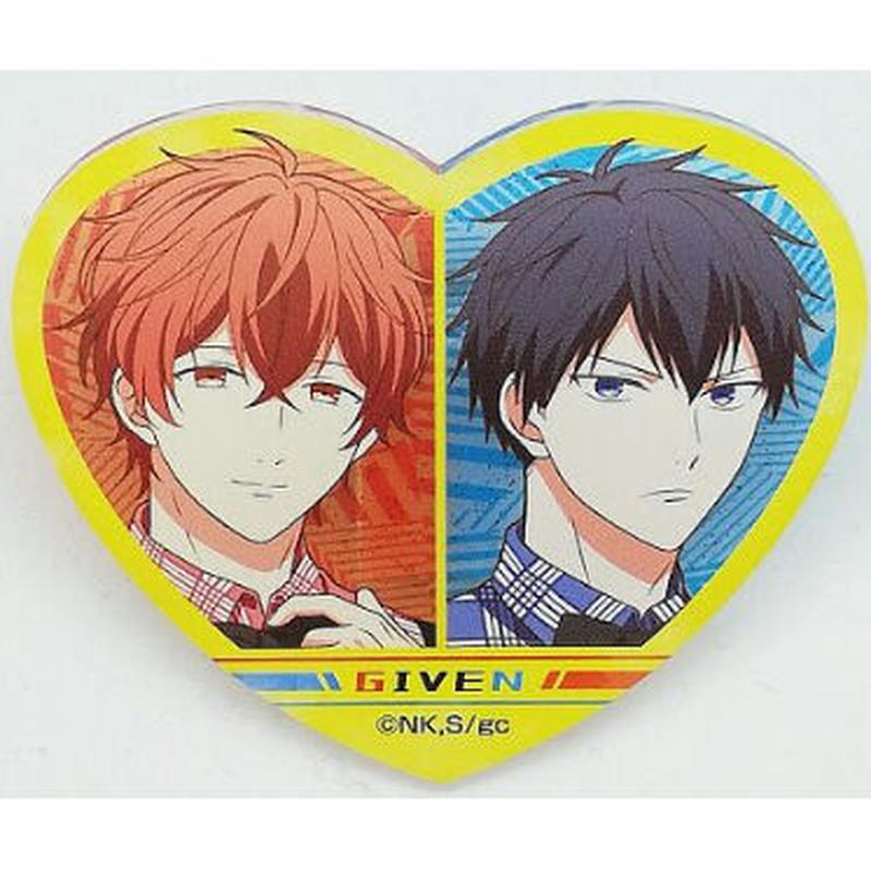 ギヴン 佐藤真冬 上ノ山立夏 描き下ろしハート型ラメアクリルバッジ Blグッズ K