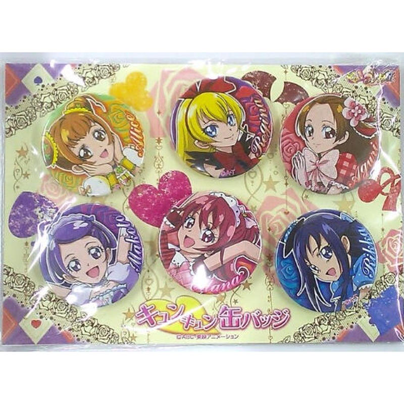 未開封 表面経年劣化サビ浮き出有 ドキドキプリキュア キュンキュン缶バッジ6個セット 相