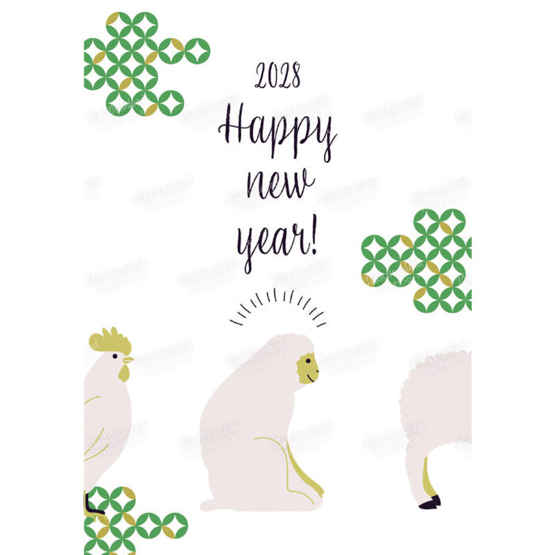 28年 シンプルな申年年賀状 縦型 Illust Download