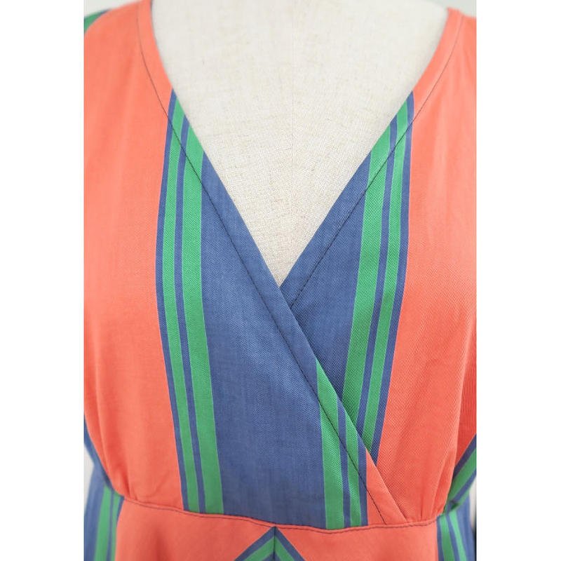 配色フレアワンピース オレンジ系 ネイビー 限定品 Cil 日本製 Bi S Japa