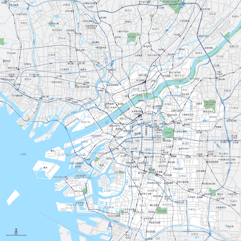 大阪 広域 ベクター地図データ Eps 日本語 地図素材をダウンロードにて販売するお店