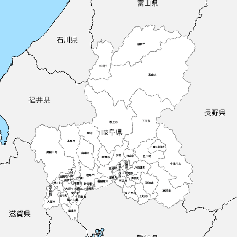 岐阜県 市区町村別 白地図データ Eps 地図素材をダウンロードにて販売するお店 今八商店