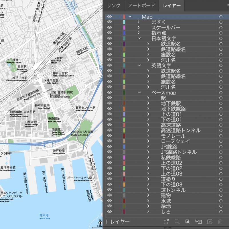 兵庫 神戸 ベクター地図データ Eps 日本語 英語 並記版 地図素材をダウンロードにて