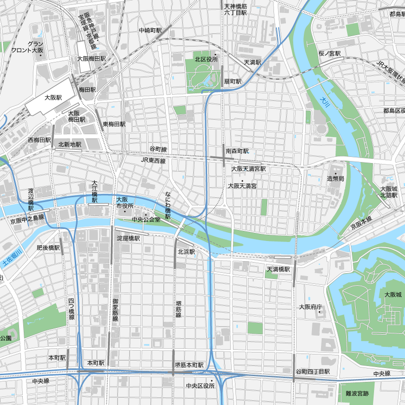 大阪 梅田 大阪城 ベクター地図データ Eps 日本語 地図素材をダウンロードにて販売す