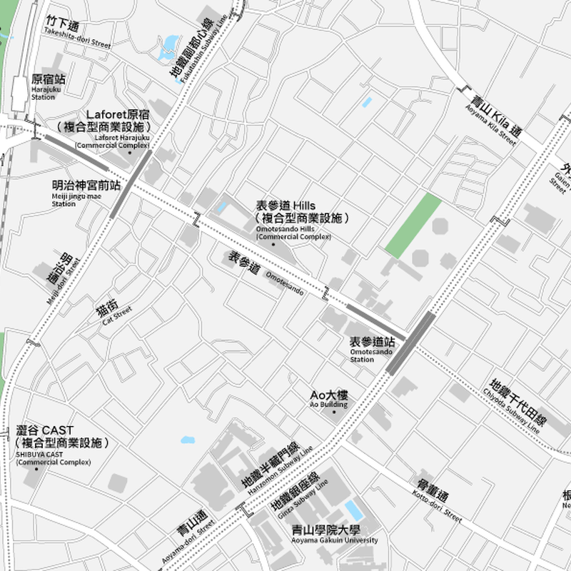 東京 原宿 表参道 青山 ベクター地図データ Eps 繁体語 英語 並記版 地図素材をダ