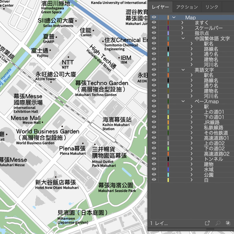 千葉 海浜幕張 ベクター地図データ Eps 繁体語 英語 並記版 地図素材をダウンロード
