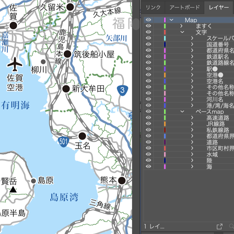 九州全域 島嶼部以外 道路地図 ベクター素材 Eps 日本語 地図素材をダウンロードにて