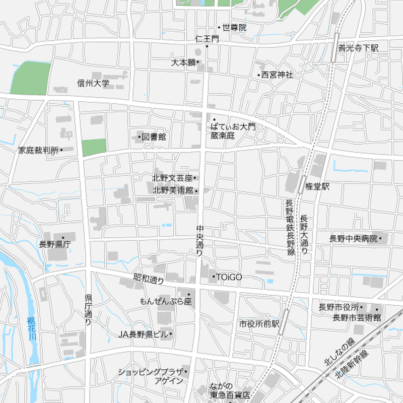 長野 長野駅周辺 マップ Pdfデータ 地図素材をダウンロードにて販売するお店 今八商店