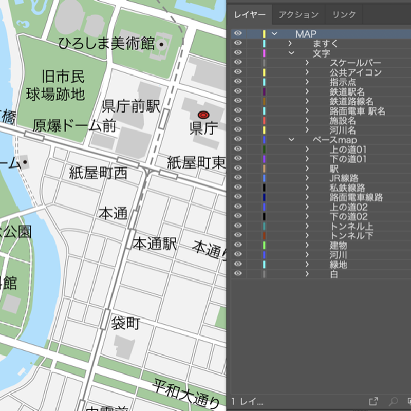 広島 広島中心部 ベクター地図データ Eps 日本語 地図素材をダウンロードにて販売する