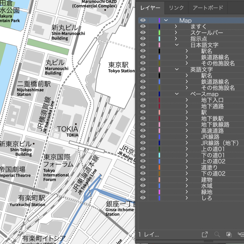 東京 丸の内 皇居 ベクター地図データ Eps 日本語 英語 並記版 地図素材をダウンロ