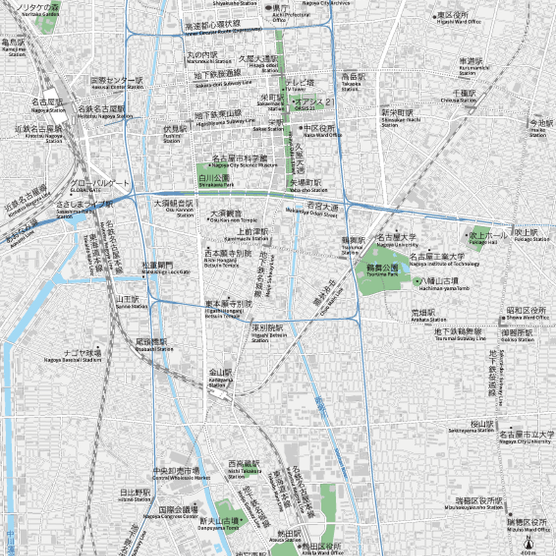 愛知 名古屋広域 ベクター地図データ Eps 日本語 英語 並記版 地図素材をダウンロー