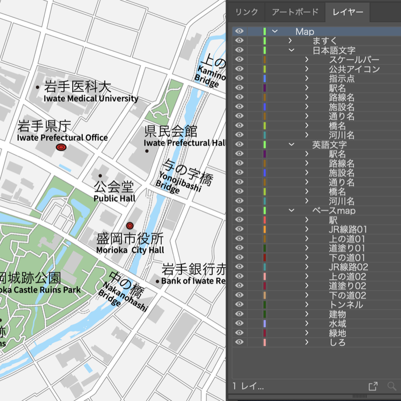 岩手 盛岡 ベクター地図データ Eps 日本語 英語 並記版 地図素材をダウンロードにて
