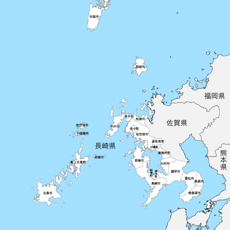 長崎県 市区町村別 白地図 Pdfデータ 地図素材をダウンロードにて販売するお店 今八商店