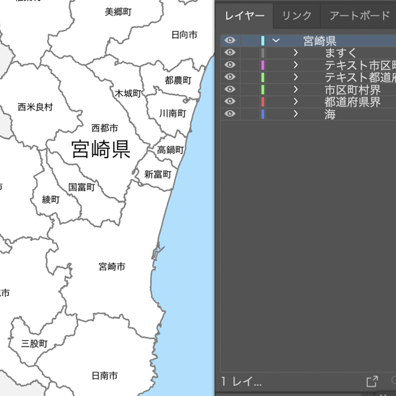 宮崎県 市区町村別 白地図データ Eps 地図素材をダウンロードにて販売するお店 今八商店