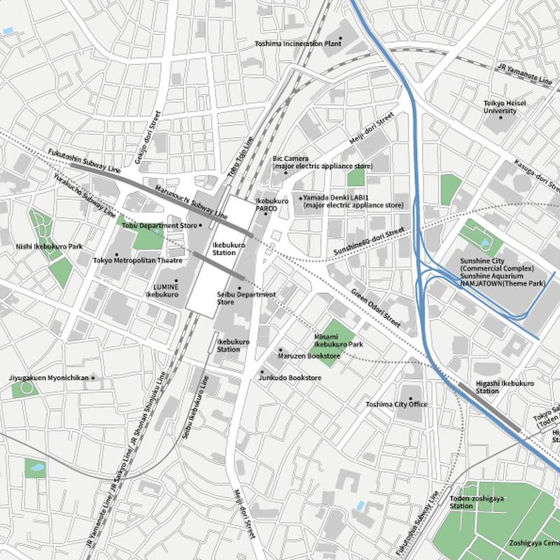 Tokyo Ikebukuro Editable Vector Maps Sellin