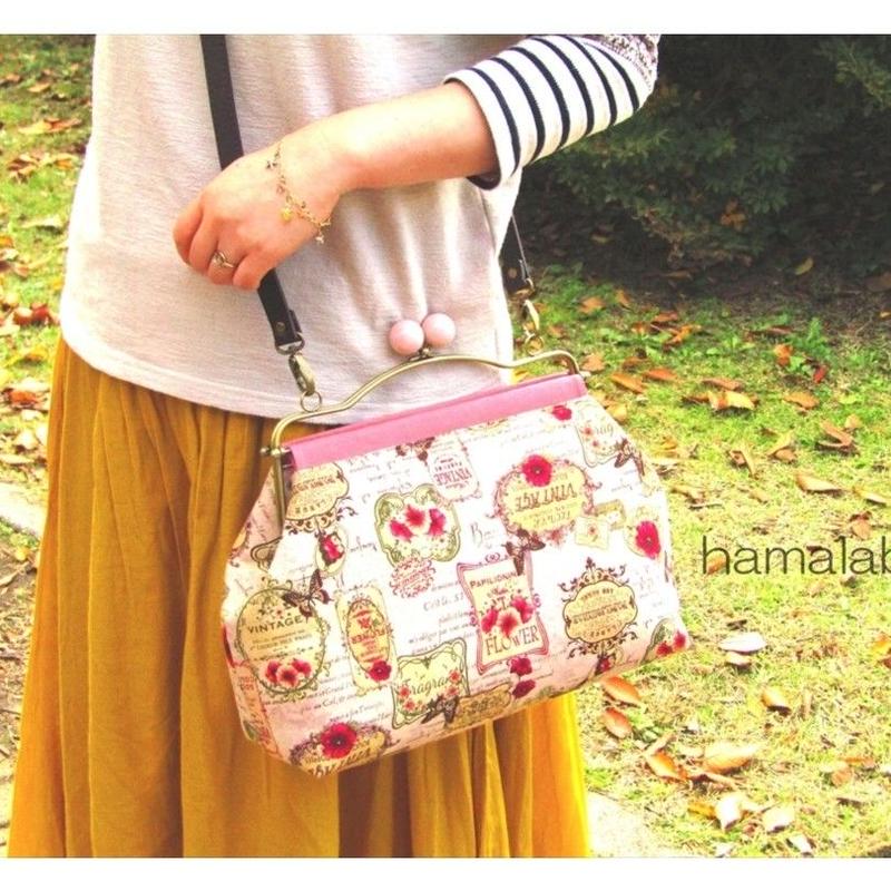 Kt 53 ベンリーがま口式シンプルバッグの型紙 レシピ 28cm用 Hamala