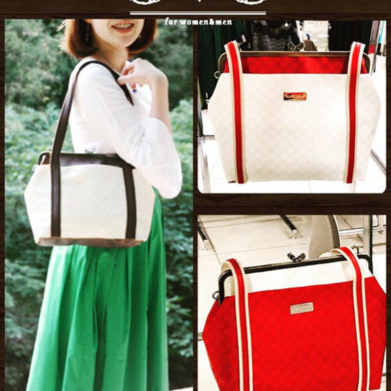 Kt 3006 がま口トートバッグ 持ち手付き の型紙 レシピ 27cm 角型用 Ha