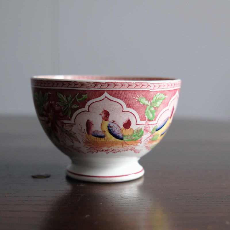 一流の品質 アンティーク 鳥とお花の可愛らしいカフェオレボウル ...