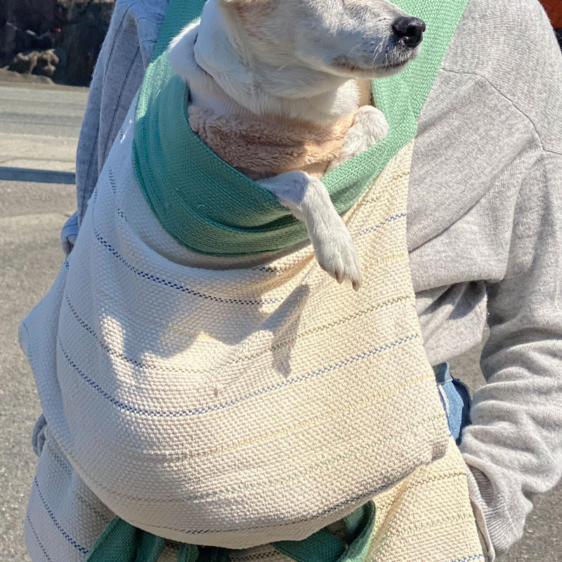 犬の抱っこ紐 リサイクル手織り布 Jomon Sense