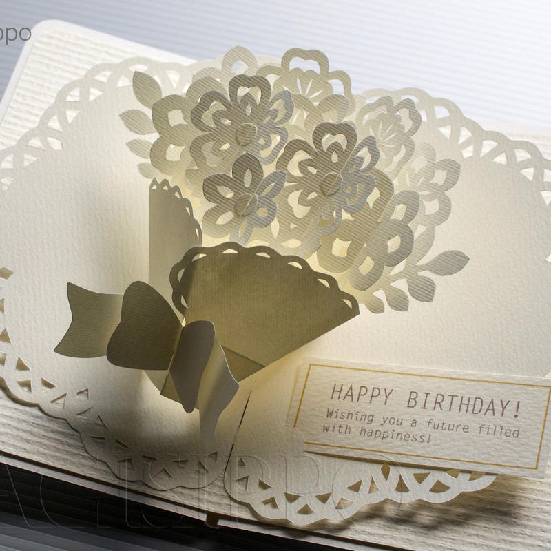 ダウンロード版の型紙 ホワイトブーケ ポップアップカード Pdf Kagisippo