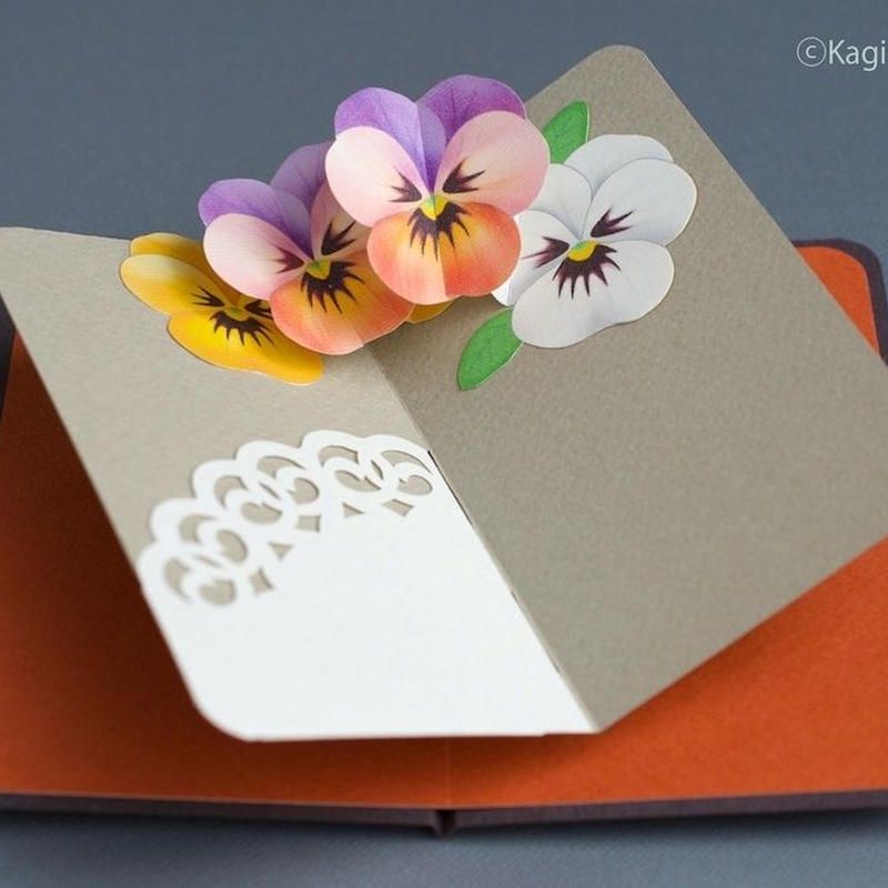 ダウンロード版の型紙 ギフトカードホルダー 花 4種入 ポップアップカード Pdf