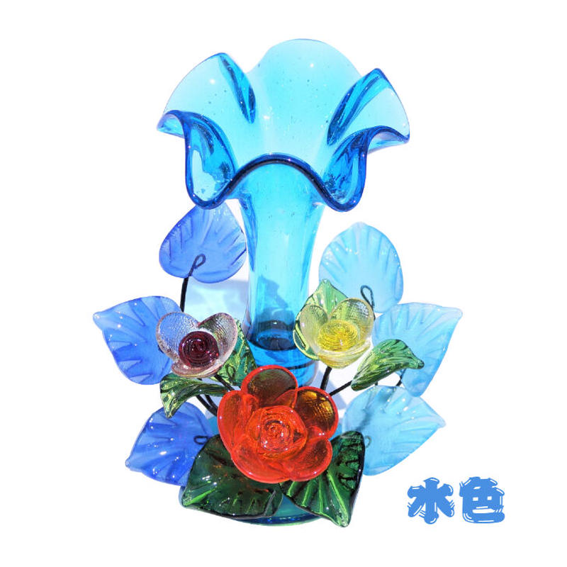 琉球ガラス ゆり花瓶ｍ 花セット かぐのいち