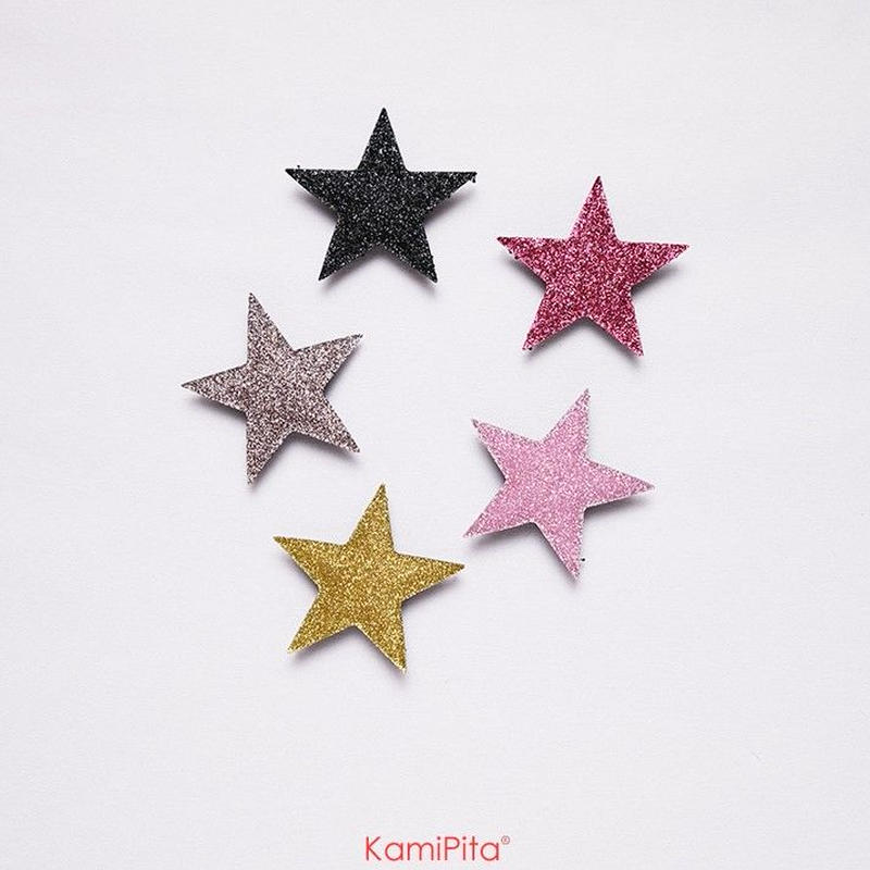 new Kamipita 髪ピタ 星 ハート ラメ風 グリッター 5 4 5ｃｍ