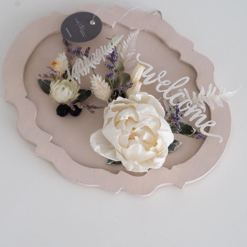 取寄商品 花材❁*.゜木製welcomeプレートとプリザーブドフラワー