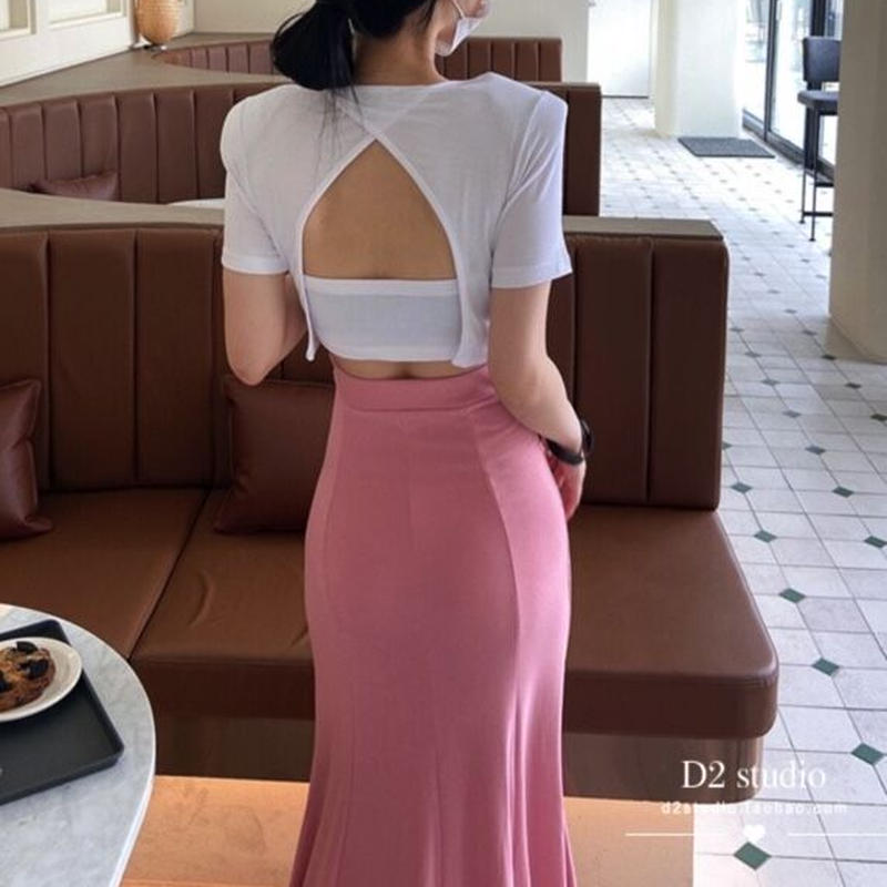 ハイウエストトップス ピンクロングスカートセット 0254 Dolly