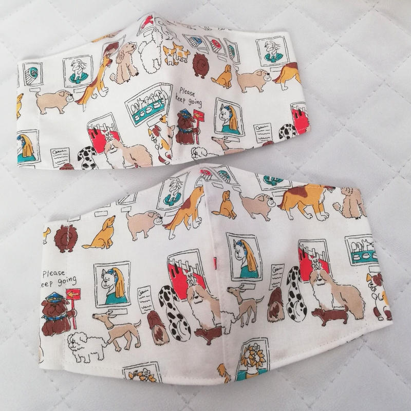 犬柄 美術館を楽しむワンちゃん柄が可愛い立体マスク シェパード ダルメシアン コリー ブルド