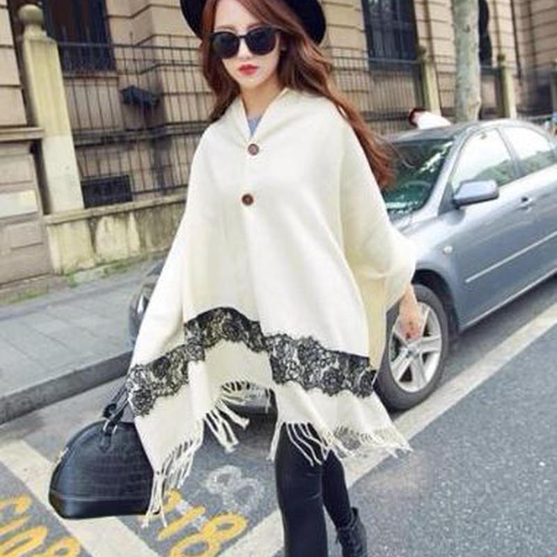 2way レース付き 大判 ストール ポンチョ 吉田商店