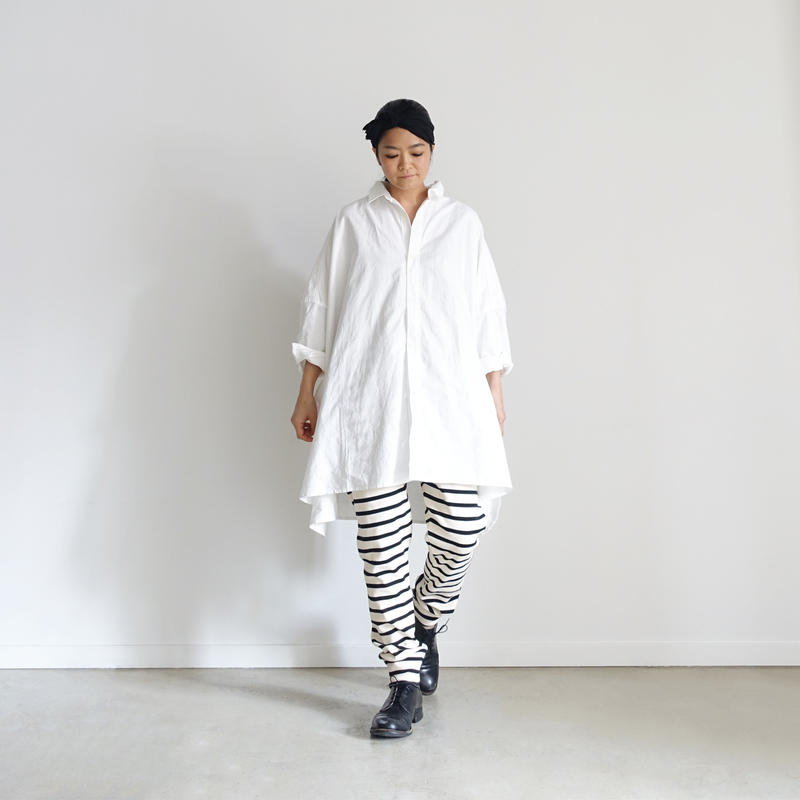 新品 イチ ichi レギンス ボーダー 白×黒 リラックスボーダーレギンス