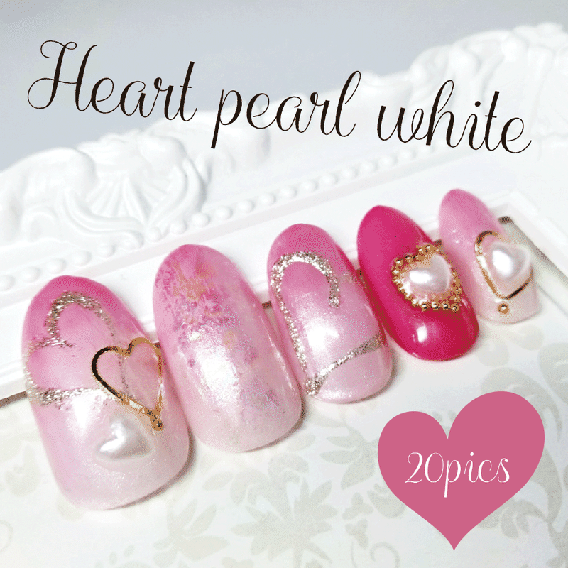 Kiranailハートパールホワイトパーツ Kira Nail