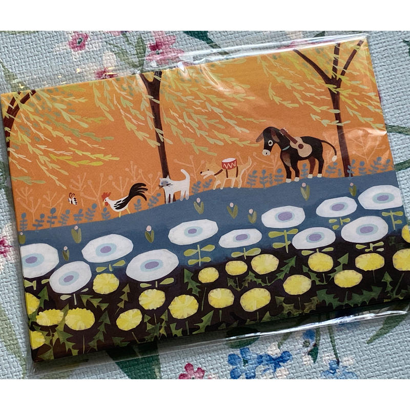 水彩画 イラストレーター ブレーメンの音楽隊 猫 一筆せん 便箋 コﾁカｰﾆバル第2楽章