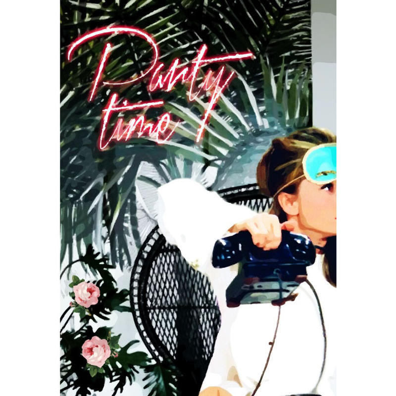 オードリーヘップバーン ティファニー イラスト風アート高級マットパネル a1サイズ Blu