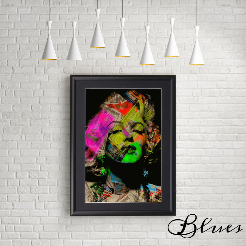 マリリンモンロー ドル札イラスト コラージュアート サイズ Blues Kolect