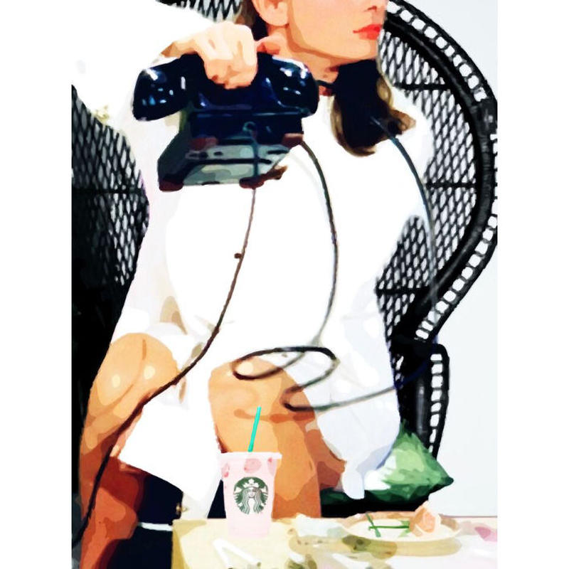 オードリーヘップバーン ティファニー イラスト風 キャンバス a1サイズ Blues