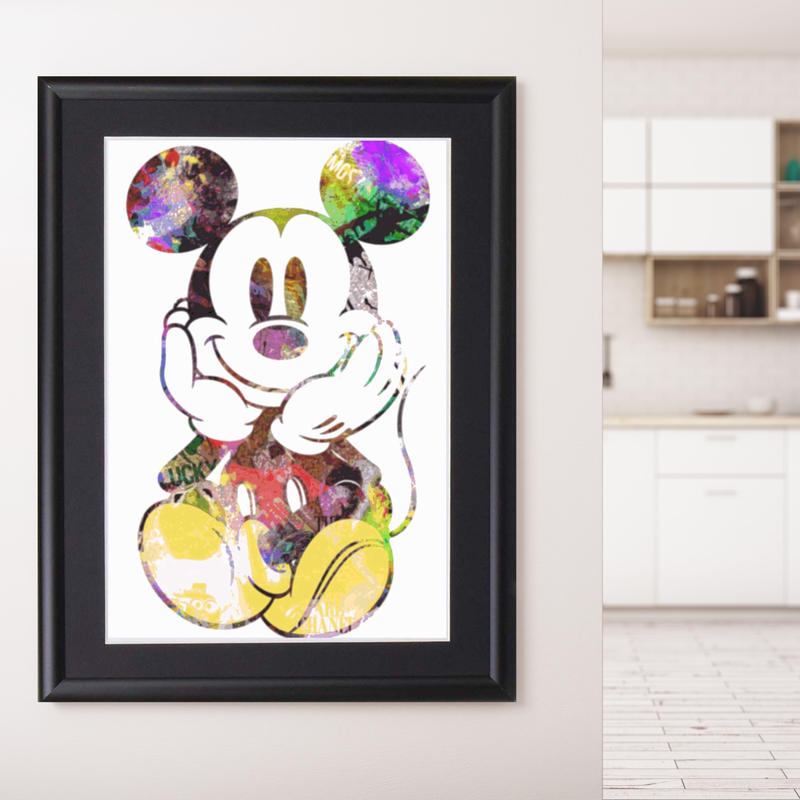 ミッキーマウス ディズニー コラージュ アート サイズ Blues Kolect