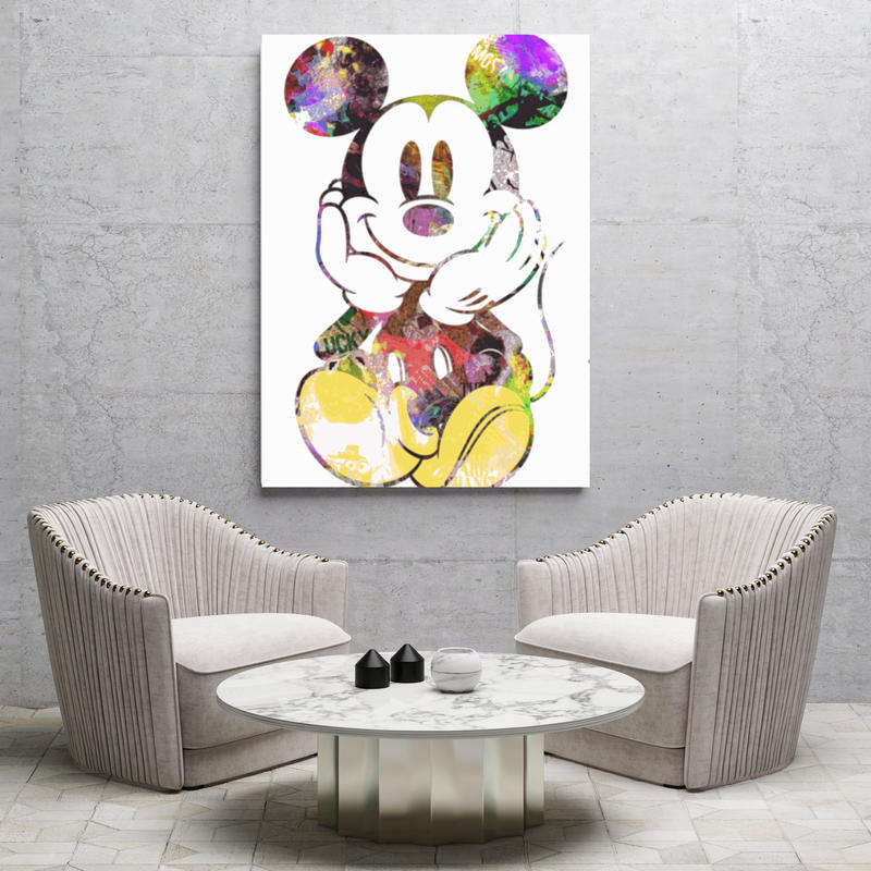 ミッキーマウス ディズニー コラージュ アート キャンバス a1サイズ Blues