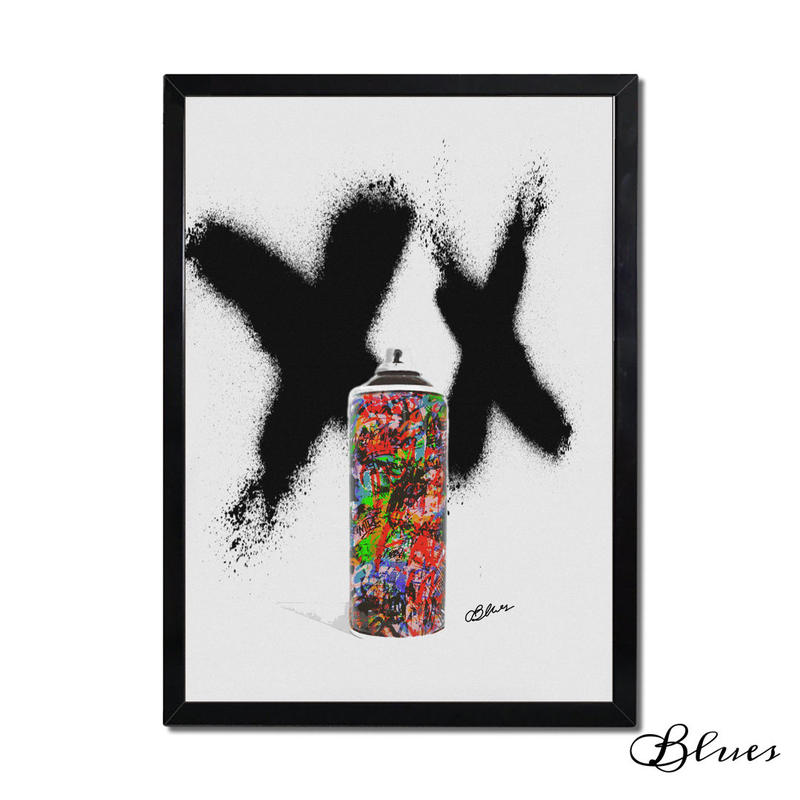 スプレー缶 グラフティ ストリートコラージュアート a1サイズ Blues Kolect