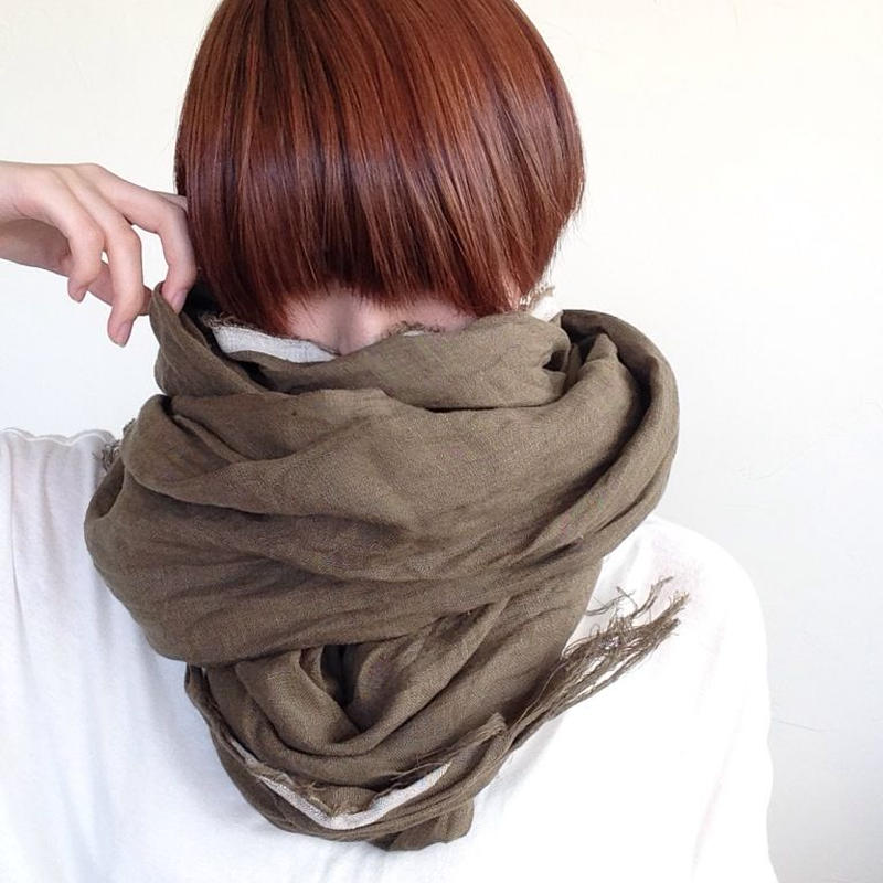 育てるリネンストール カーキk01 Komo