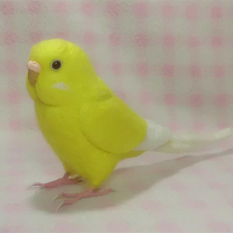 受注作成品 セキセイインコ ルチノー 濃赤目 羊毛フィギュア リアルサイズ